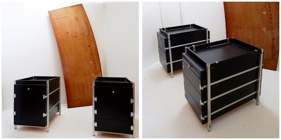 Image 1 of Escritorio compuesto por pedestales de madera de Bergwood y tablero con chapa de madera Boomerang - década de 1970