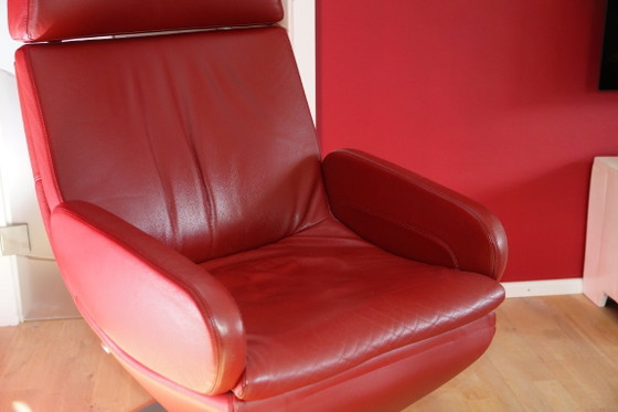 Rolf Benz 590 (L-SE-L) Verstelbare relaxstoel / Functionele fauteuil – Bordeaux Leer – Leather, Metal (photo 5 of 5)