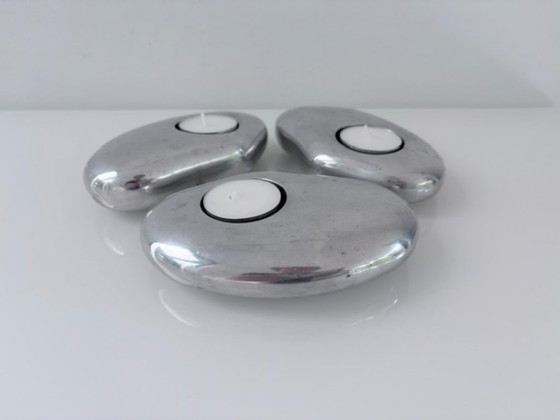 Set de 3 Portavelas de Aluminio – Forma Orgánica – Aluminium (photo 2 of 17)