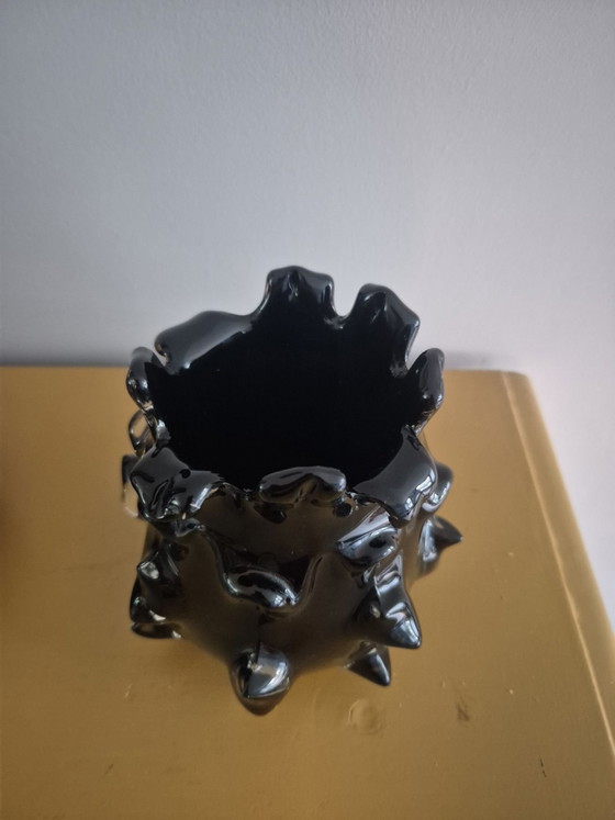 Mid-Century design vase 'Pimple', Attributed to Jan Beránek (Skrdlovice), Glass, Black (photo 2 of 5)