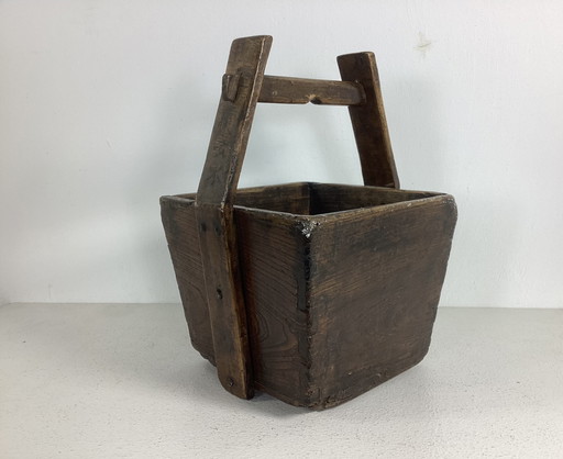 Vintage jaren dertig houten rijst mand kist 