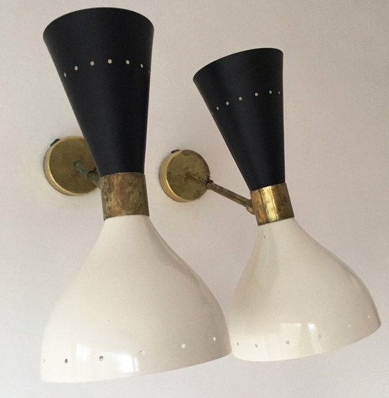 Image 1 of Pair of large Italian wall sconces, 1950s design