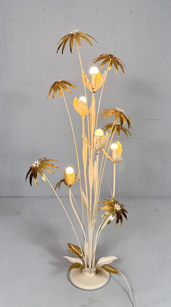 Image 1 of Lámpara de pie floral, estilo Hollywood Regency, años 70