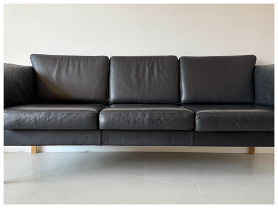 Image 1 of Driezit Zetel vintage in Leder en Eik, Stouby, Danimarca, anni '70