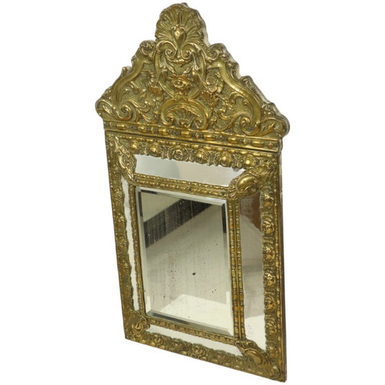 Image 1 of Miroir à coussin ancien Miroir Repousse France