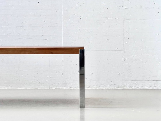 Image 1 of Spacious dining table with rosewood veneer and chrome-plated steel frame, 1970s