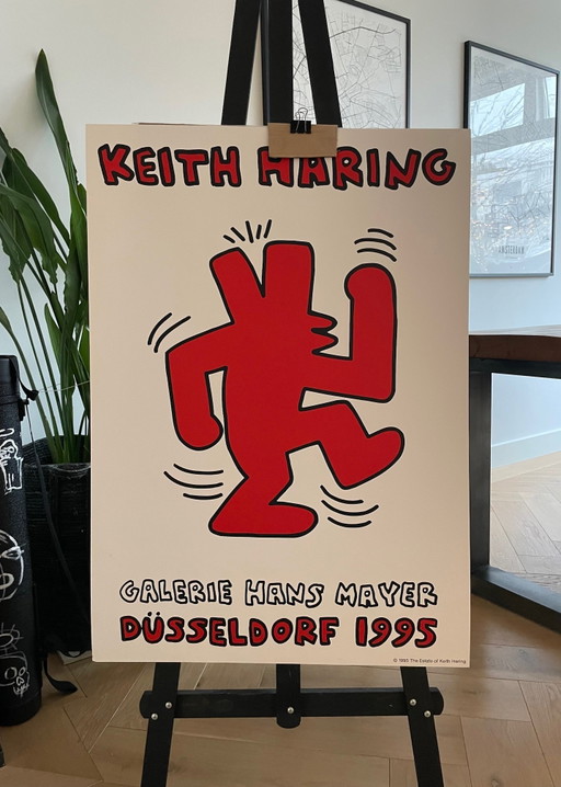 Keith Haring (1958-1990), cartel original de la exposición de 1995, Galerie Hans Mayer Düsseldorf, Copyright The Estate Of Keith
