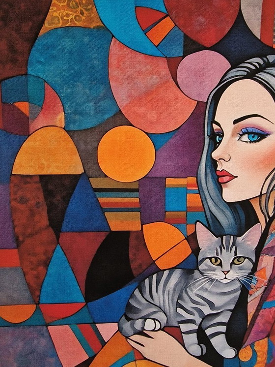 Image 1 of Léa ROCHE - Mara et ses chats - Lithographie d'artiste