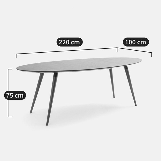 Image 1 of Table de salle à manger ovale en bois de noyer 220 x 100 cm
