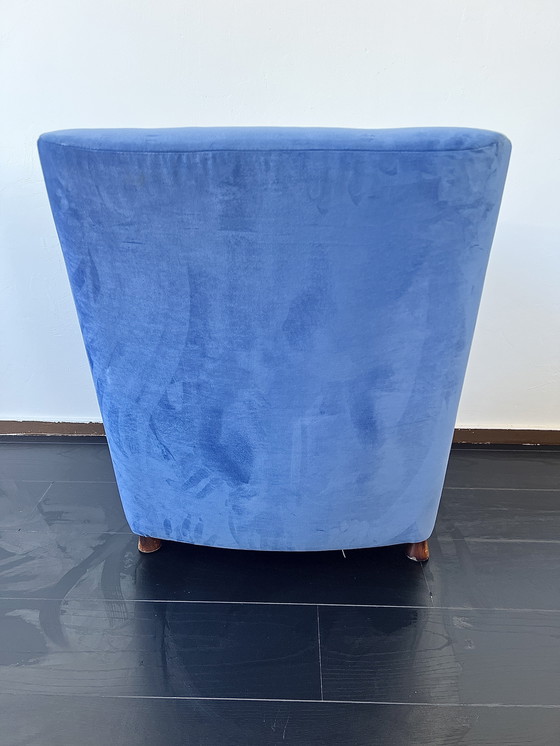 Image 1 of 4 x blauer Samt torquoise Samt Luxus Esszimmerstuhl mit bequemen Armlehnen