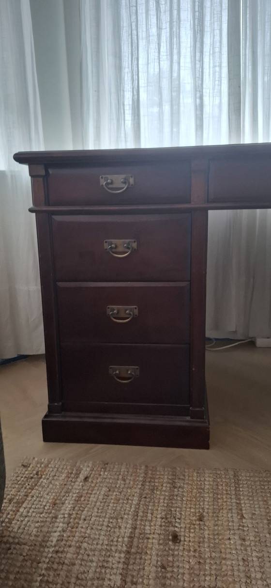 Image 1 of Solid wood desk with brass fittings