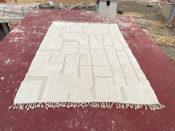 Alfombra bereber marroquí en crudo 300x200 cm – patrón geométrico en relieve – Lana, Algodón, Bohemian (photo 9 of 10)