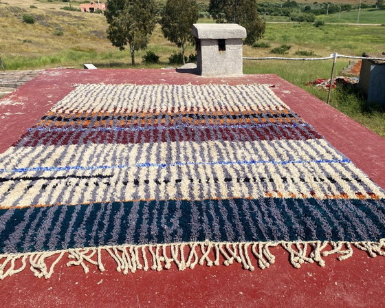 Image 1 of Large Vintage Moroccan Boujaad Rug 332x244 cm – Handmade Berber Wool Rug – Earth Tone Tribal Carpet – Boho Modern Statement Rug