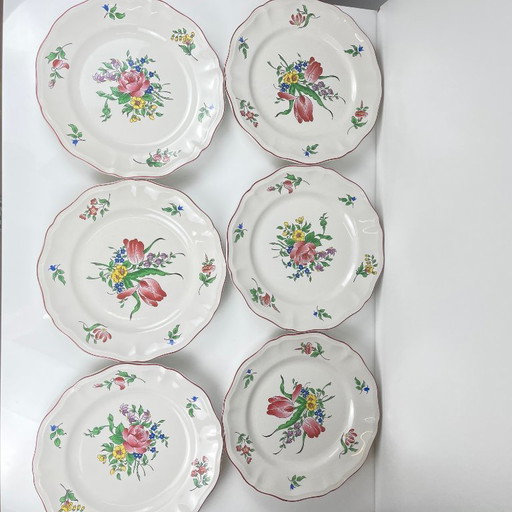 Set van 6 KG Luneville dinerborden – Straatlantaarnpatroon