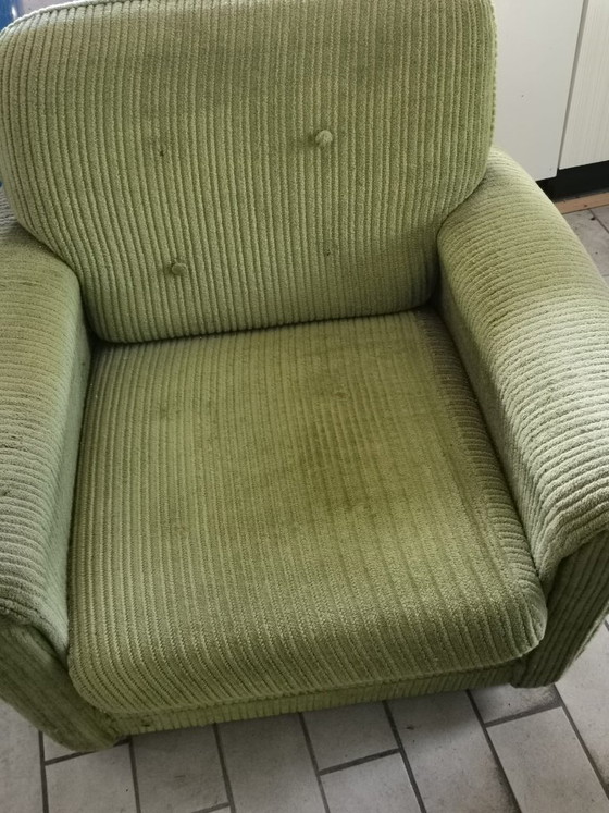 Image 1 of Mid-century style 4-seater sofa with matching upholstered armchair, 1960s/70s