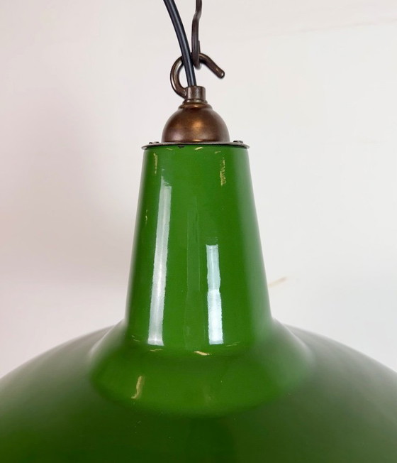 Image 1 of Lampada a sospensione in smalto verde industriale della Jackson Electrical Co., anni '60