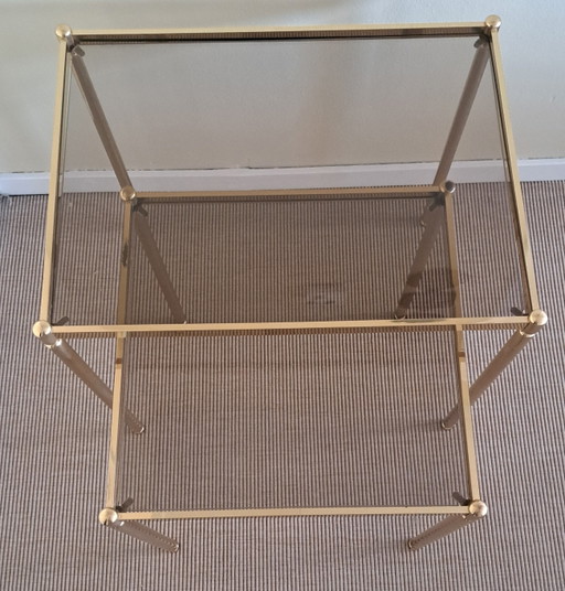 Vintage mimiset goudkleurig metaal rookglas