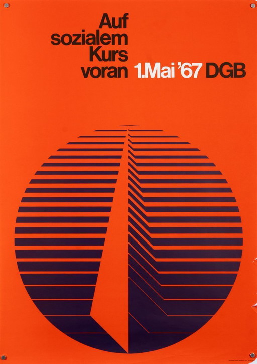 Auf sozialem Kurs voran 1. Mei 1967 – Originele vintage politieke poster van acon – Mid-Century Modern – 84,1x59,4 cm A1