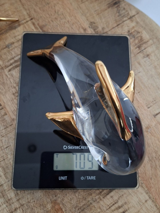 Original Set Vintage Murano Glass Dolphins, Rubelli V.A., With 24k Gold, Rubelli V.A. Murano, Sculpture (photo 9 of 9)