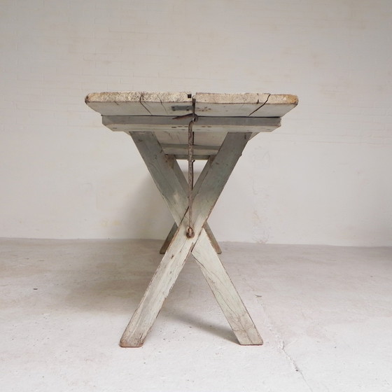 Image 1 of Grande table pliante, table à bière Biere Amos Metz, années 1930