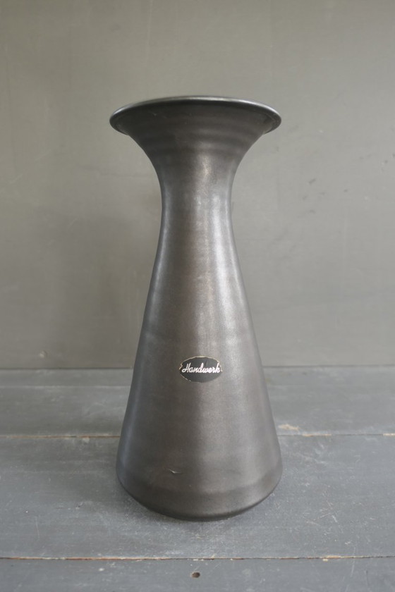 Image 1 of Vintage set of 3 heavy earthenware vases