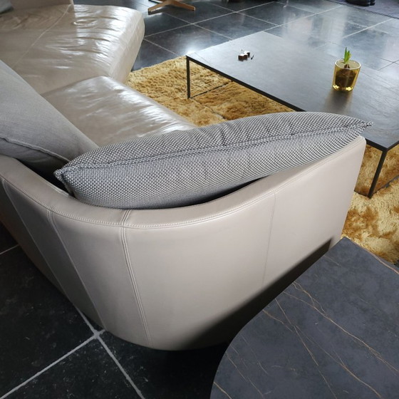 Image 1 of Rolf Benz "Onda" wooneiland taupe leder met losse rug kussens