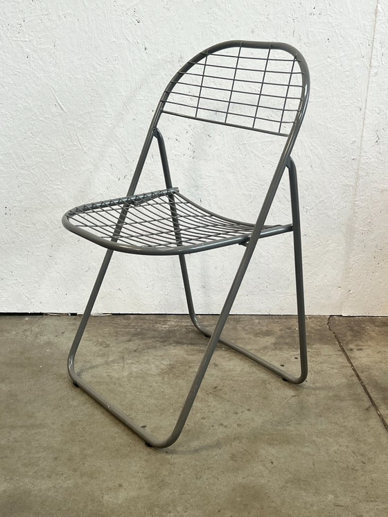 Image 1 of Sedia vintage pieghevole grigia/sedia in filo metallico, Niels Gammelgaard per IKEA, anni '80