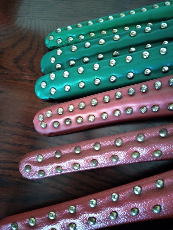 12 Kleerhangers, vintage, jaren '50/'60, skai en studs – Kapstokken, Metal (photo 3 of 8)