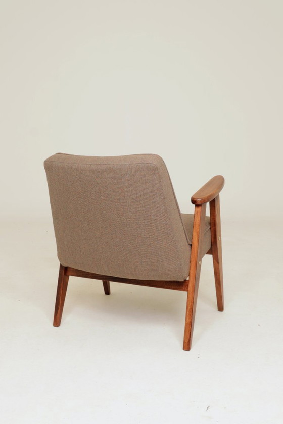 Image 1 of Paire de fauteuils lounge vintage, revêtement taupe chiné confetti, fauteuils rénovés