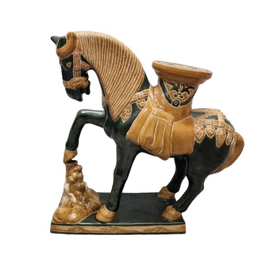 Image 1 of Tavolo vintage in ceramica con piante di cavallo