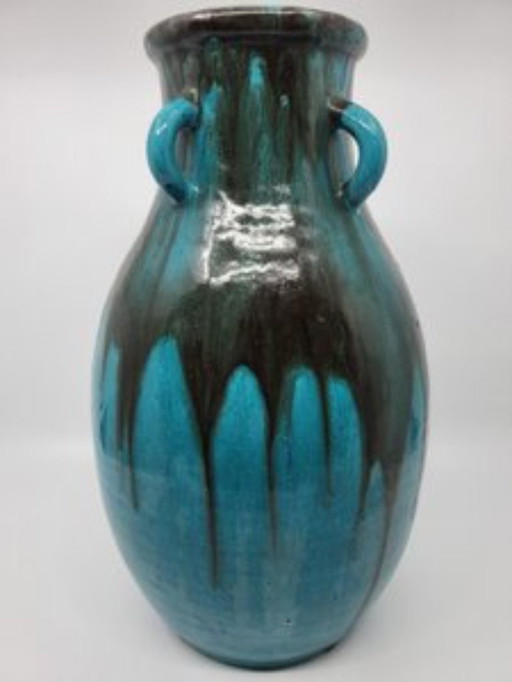 Primavera glazed stoneware vase Bleu France Art Deco