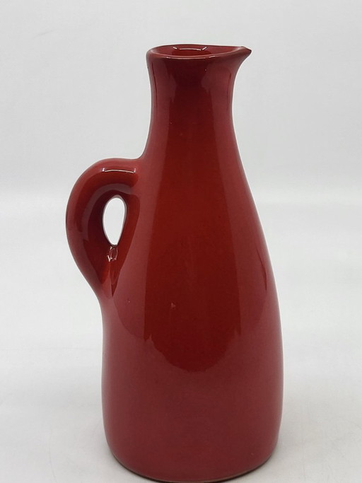 Vintage Rote Keramikflasche von Robert Picault für Vallauris, Frankreich, 1950