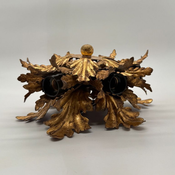 Florentine Vintage Ceiling light, Attributed to Banci Firenze, Gold, Metal (photo 7 of 9)