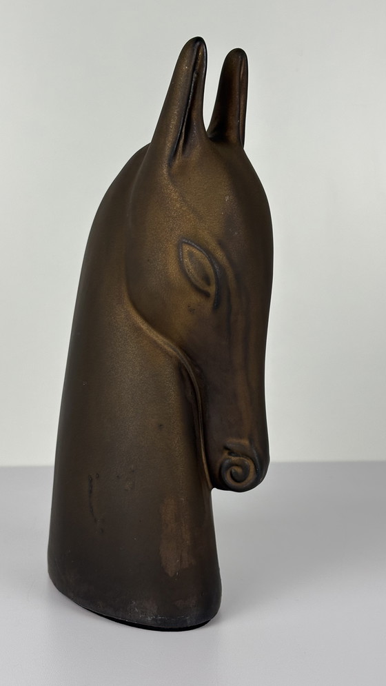 Image 1 of Vintage Ikea BRODD keramiek paardenhoofd design koper kleur