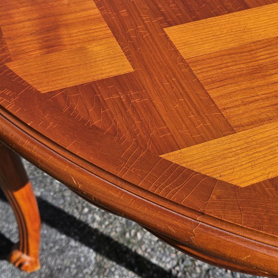 Image 1 of French Vintage Marqueterie Dining Table-extandable Cherrywood Table -Style Louis XV-80s