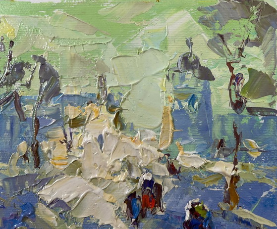 Image 1 of Original Oil Painting Winter Field Landscape There was a lot of snow