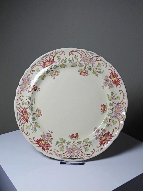 Antiker Longchamp Servierteller mit Gänseblümchen, polychromes Eisensteinzeug, 19. Jahrhundert. – Geschirr (photo 4 of 17)