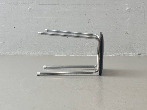 Image 1 of Tabouret Kelko avec assise en similicuir noir, années 1960