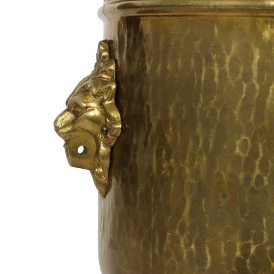 Large Jardinière Flowerpot Hammered Brass Lionheads – Decorative Objects (photo 12 of 15)