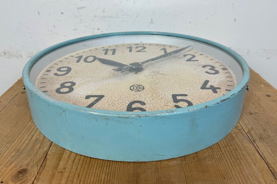 Image 1 of Gran reloj de pared industrial azul de Chronotechna, década de 1950