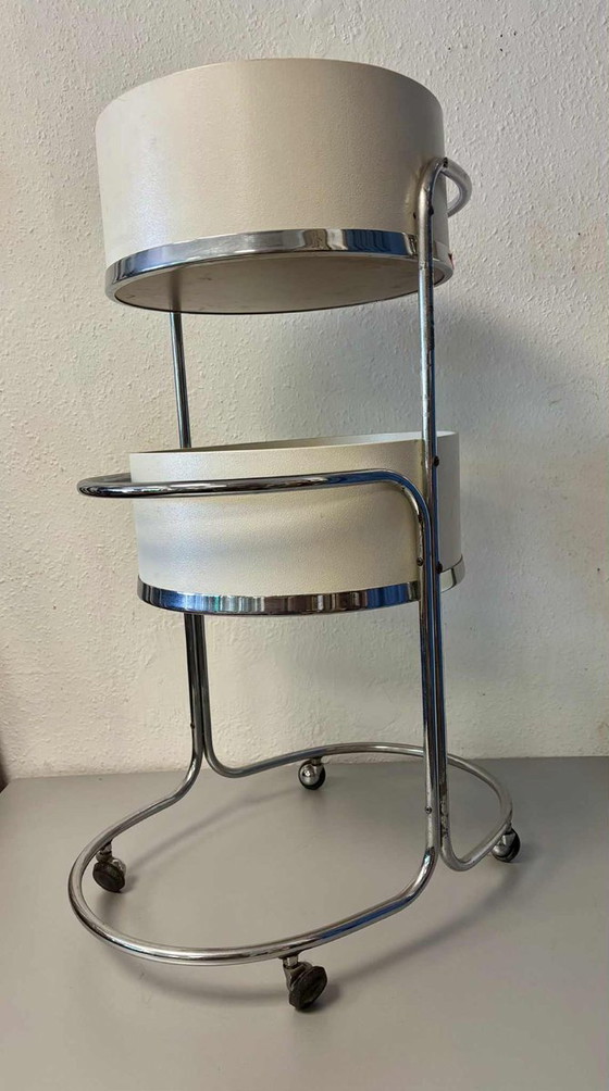 Mid-Century Chrome & White 2-Tier Rolling Trolley – Bar carts, Retro (photo 2 of 6)