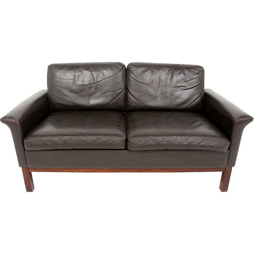 Skandinavisches 2-Sitzer-Ledersofa im Vintage-Stil, Schweden 1950