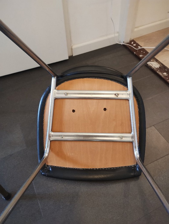 Vintage De Wit (desk) chair, chrome frame, black upholstery – Office chairs, Metal (photo 4 of 5)