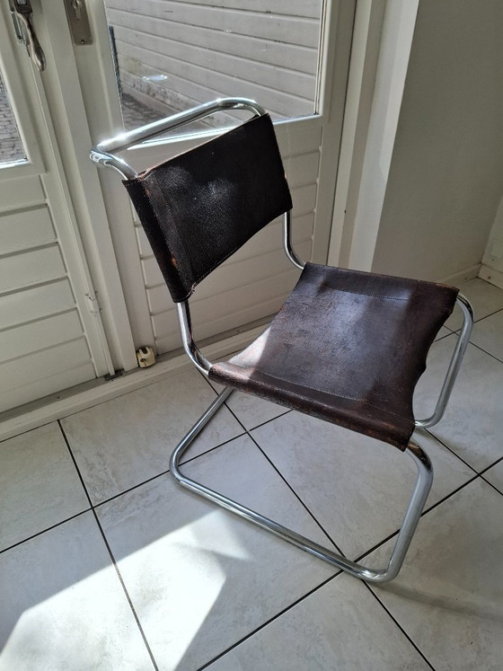 Image 1 of 5 sedie vintage in stile Bauhaus con struttura tubolare e rivestimento in pelle