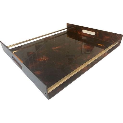 Plateau vintage avec motif d'écaille de tortue par Maison Mercier, 1970
