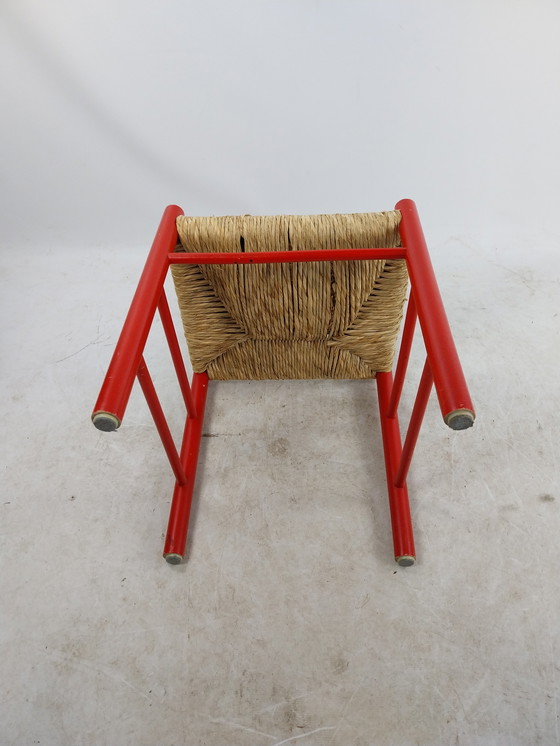 Image 1 of 2 x Rode Scandinavische Eetkamerstoelen 1960's