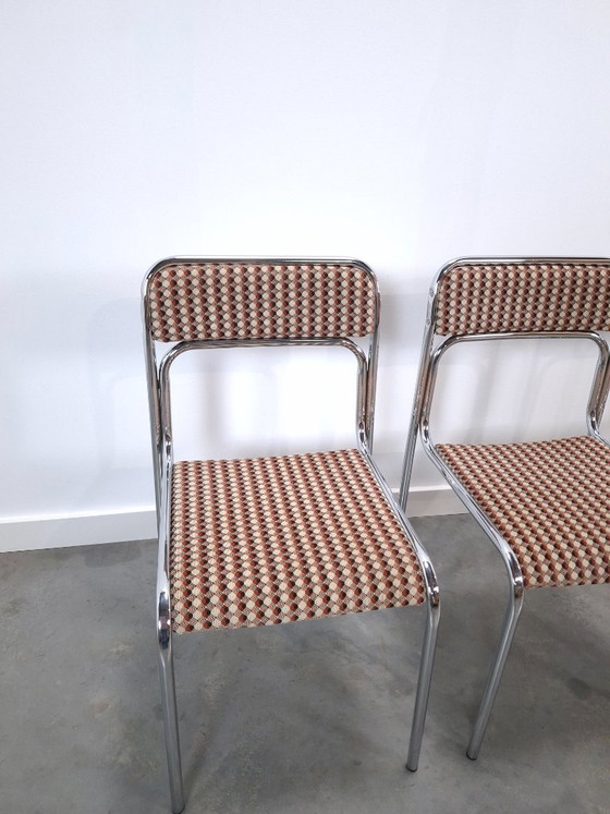 Set Space Age 3x Sedie da pranzo Bauhaus con struttura tubolare cromata – Chrome (photo 4 of 15)