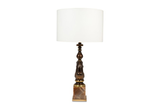 Image 1 of Maison Charles. Lamp in de vorm van een paardenbuste, uitgevoerd in gepatineerd brons. Jaren 70.