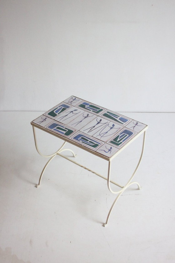 Image 1 of Ceramic tile side table by Hans Wagner