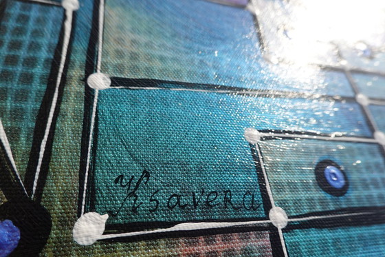 Image 1 of Kubisme A1438 - abstracte schilderijen - tweeluik